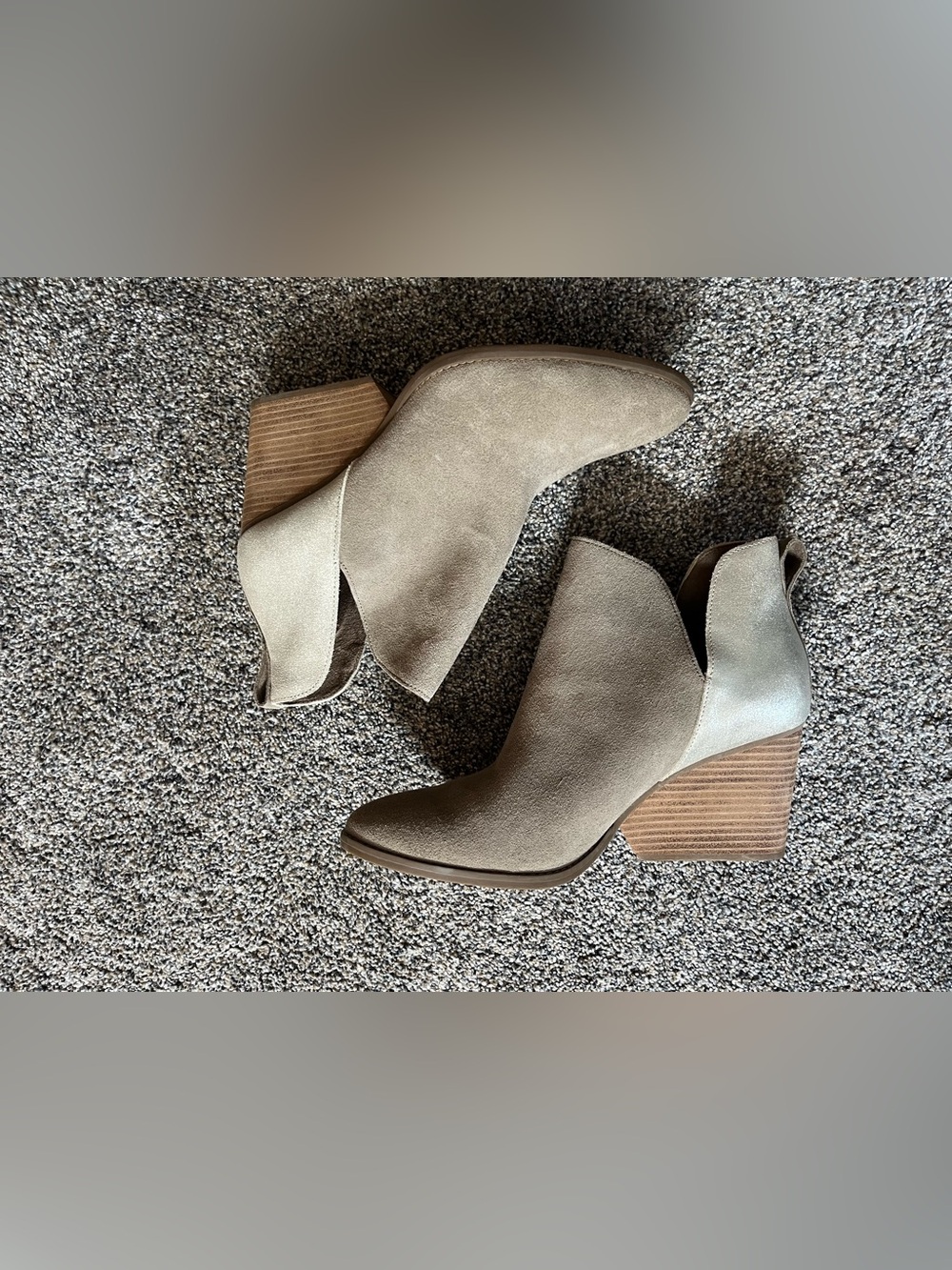 TOMS ELIZA DUNE SUEDE Ladies Size 11 Medium Ankle Boots In Tan Color - Picture 4 of 12
